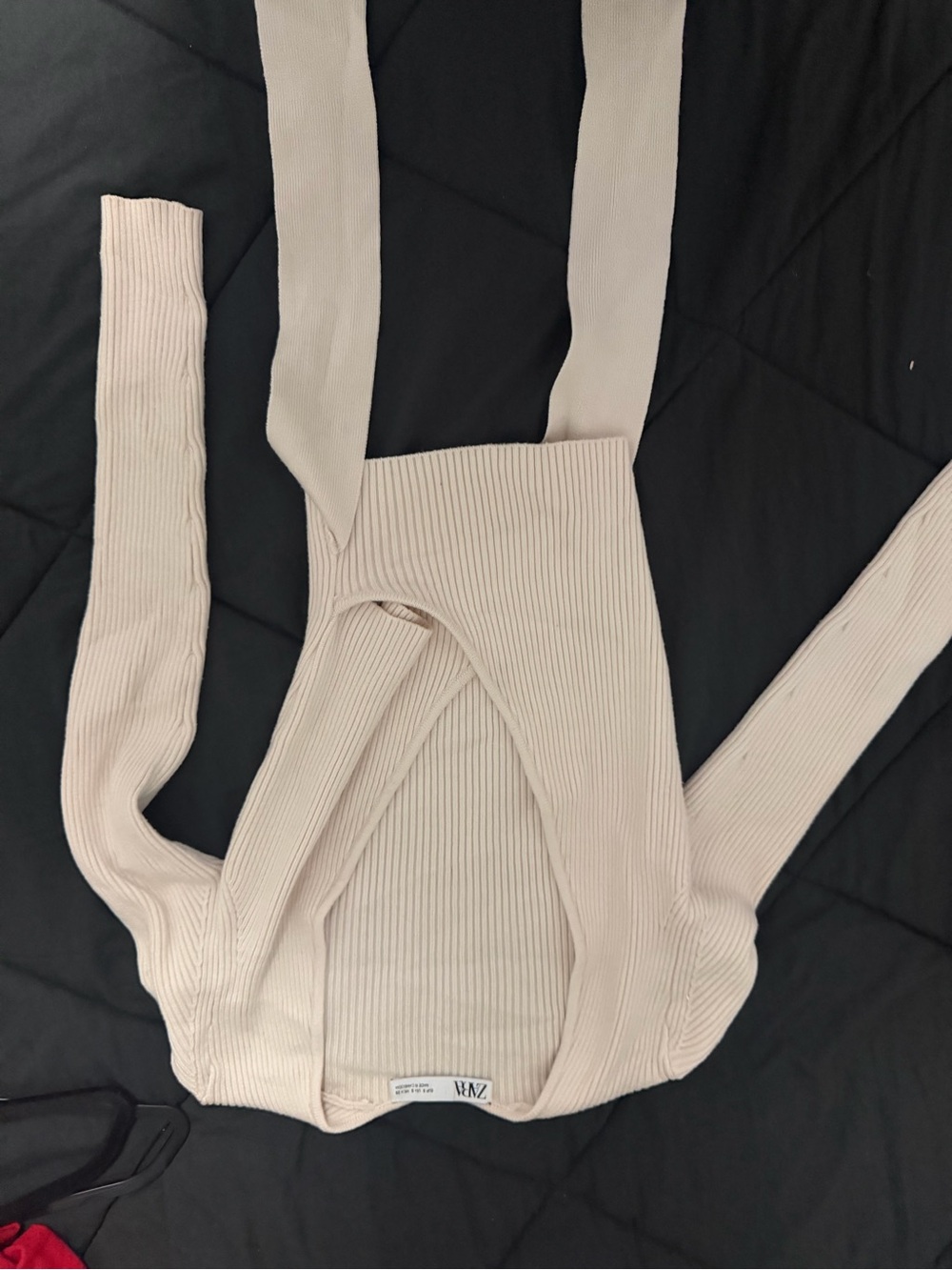 Zara Cream Ribbed Knit Top